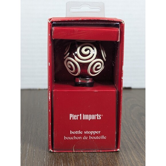 PIER 1 IMPORTS Christmas Ornament Bottle Stopper Res White Glass Silver Holiday - Picture 1 of 5